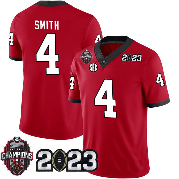 G.Bulldogs #4 Nolan Smith RED College Football Jersey Stitched American College Jerseys - Main View