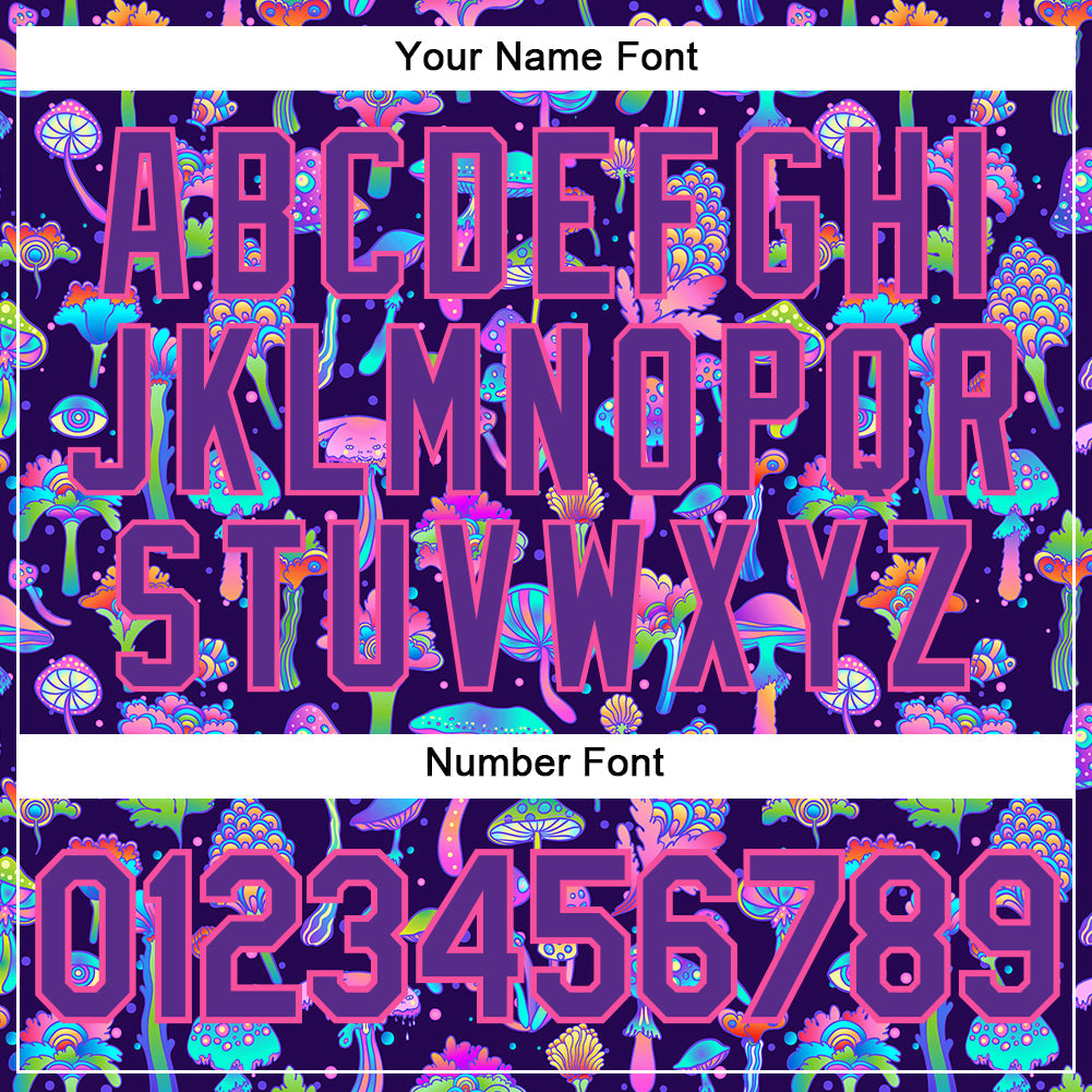 Custom 3D Pattern Design Colorful Flowers And Mushrooms Psychedelic Hallucination Authentic Baseball Jersey view 5
