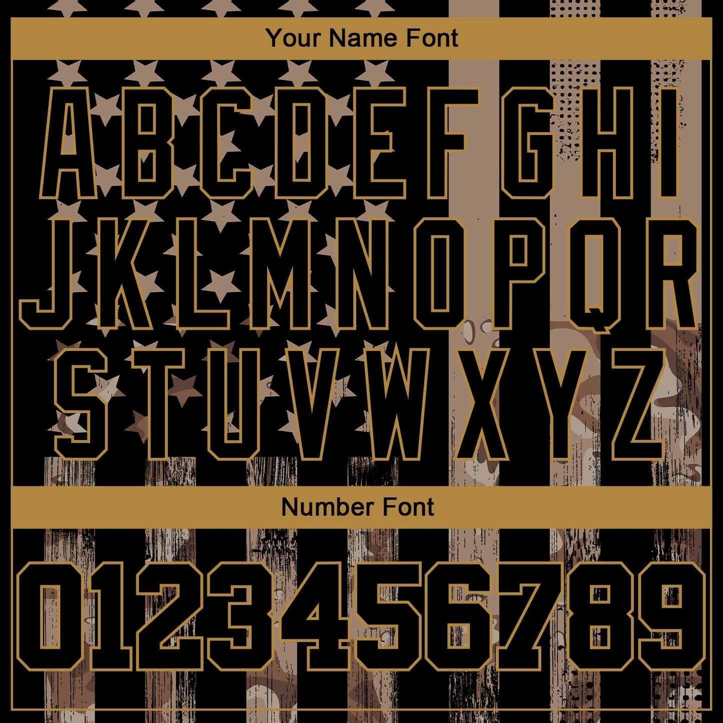 Custom Camo Black-Old Gold 3D Salute To Service American Flag Authentic Baseball Jersey view 6