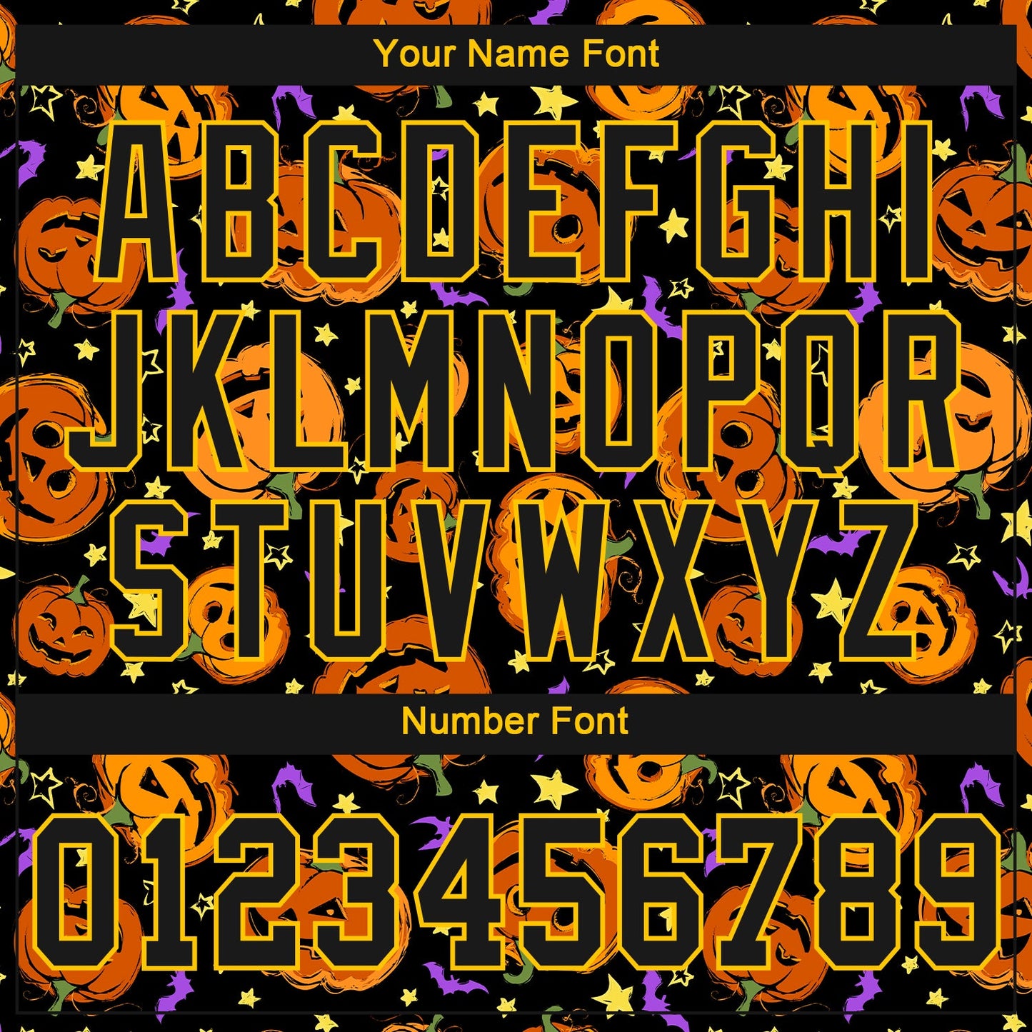 Custom 3D Pattern Halloween Pumpkins Bats Stars Authentic Baseball Jersey view 6