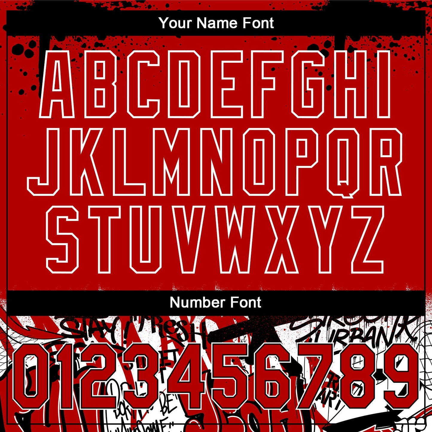 Custom Stitched Red Black-White 3D Graffiti Splash Street Art Sports Pullover Sweatshirt Hoodie view 4