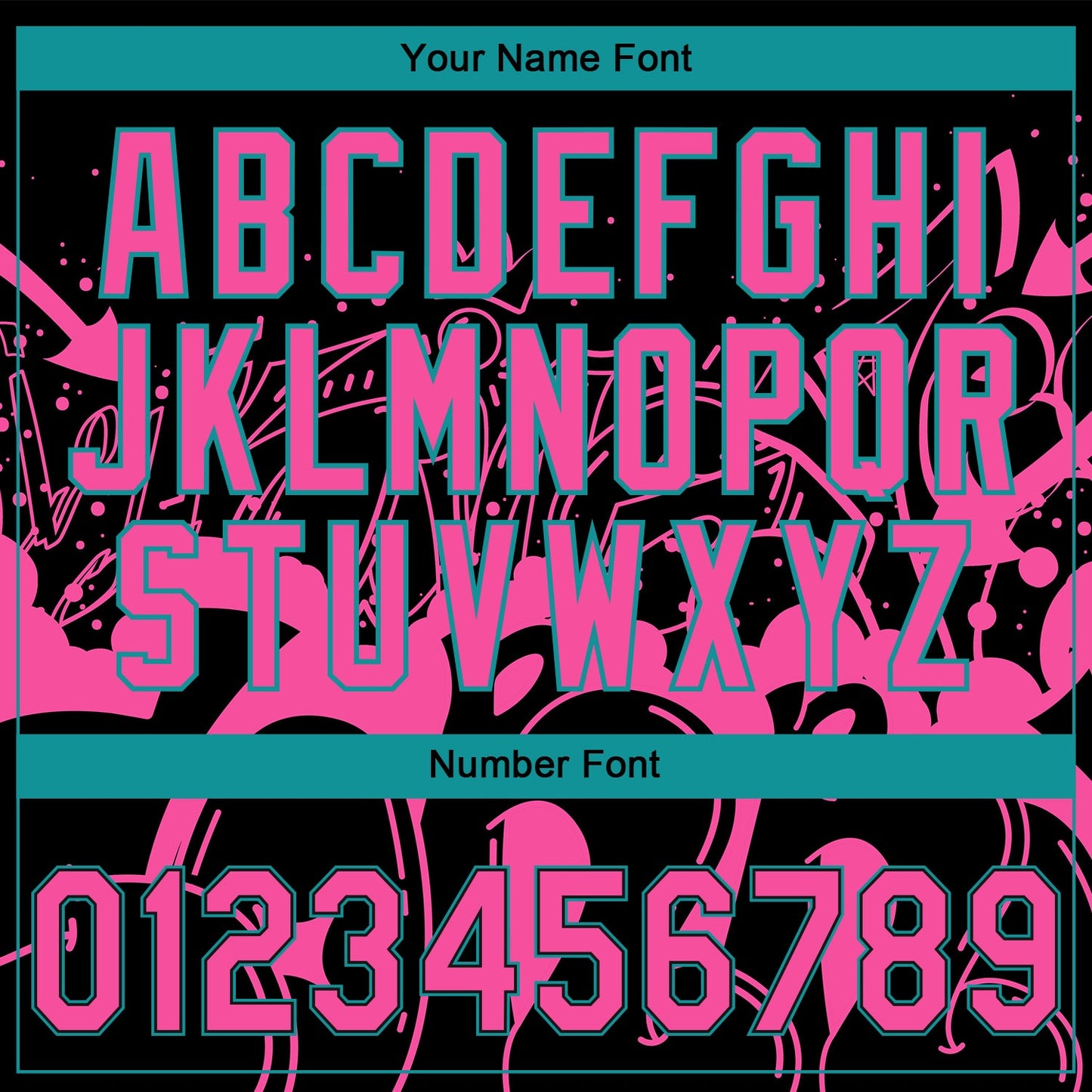 Custom Stitched Black Pink-Teal 3D Graffiti Splash Street Art Sports Pullover Sweatshirt Hoodie view 4