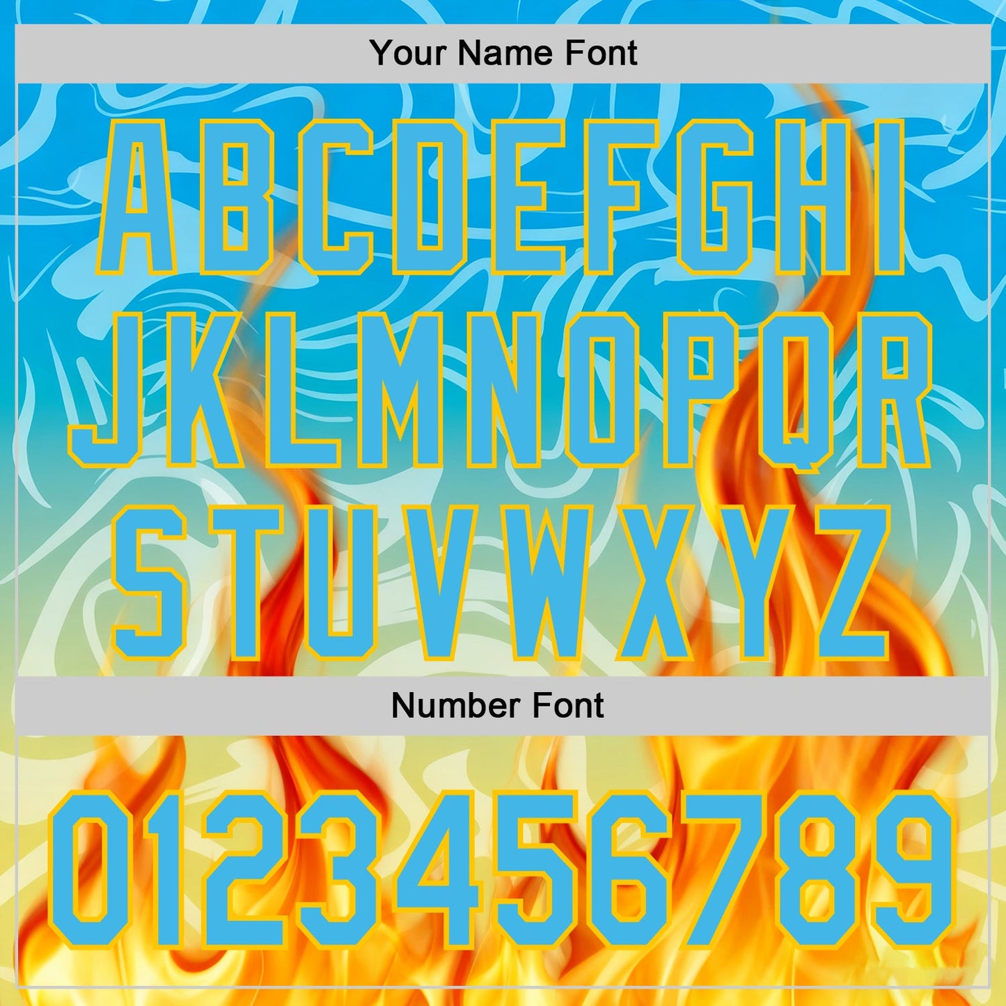 Custom Blue Sky Blue-Yellow 3D Abstract Flame Sports Pullover Sweatshirt Hoodie view 4