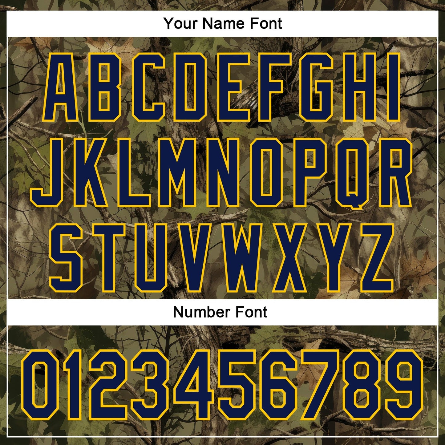 Custom Stitched Old Gold Navy-Yellow 3D Pattern Design Tree Camo Hunting Sports Pullover Sweatshirt Hoodie view 4