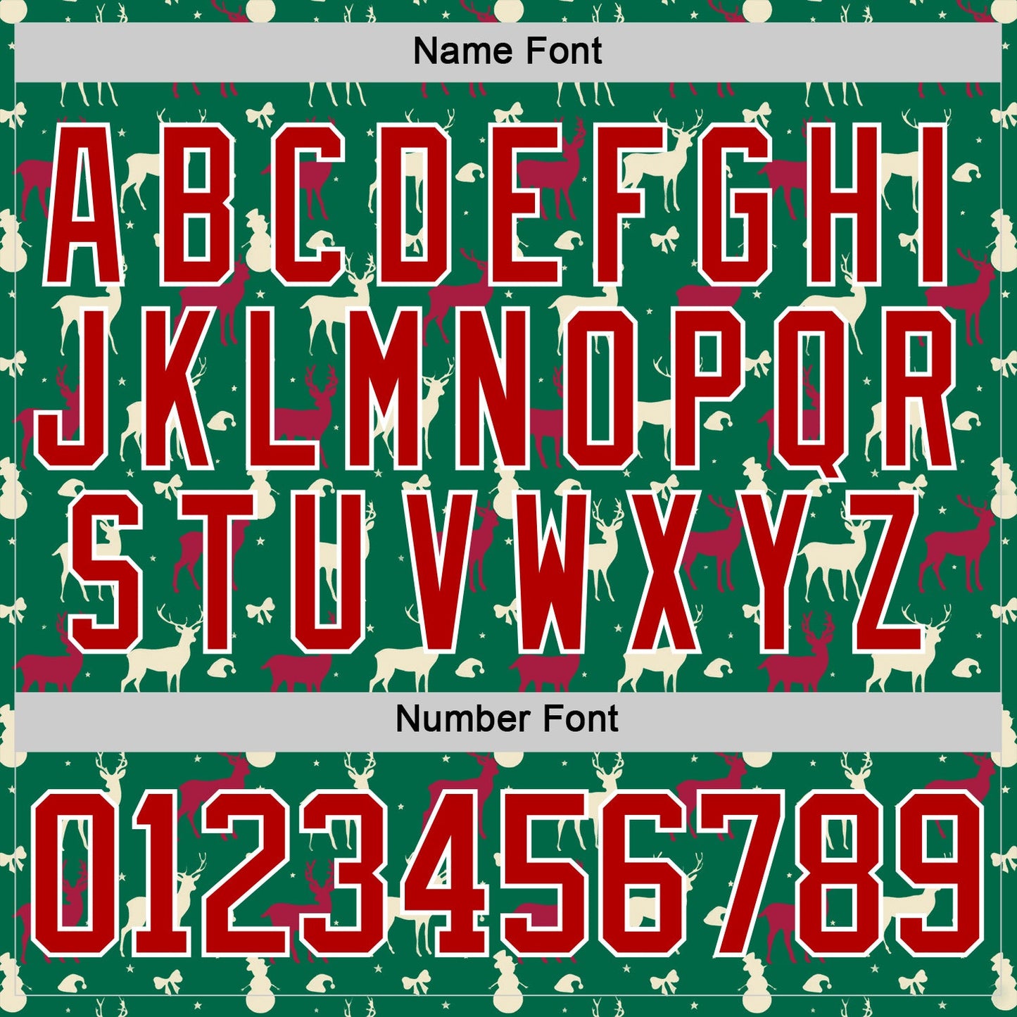 Custom Kelly Green Red-White 3D Christmas Reindeer Hockey Lace Neck Jersey view 5