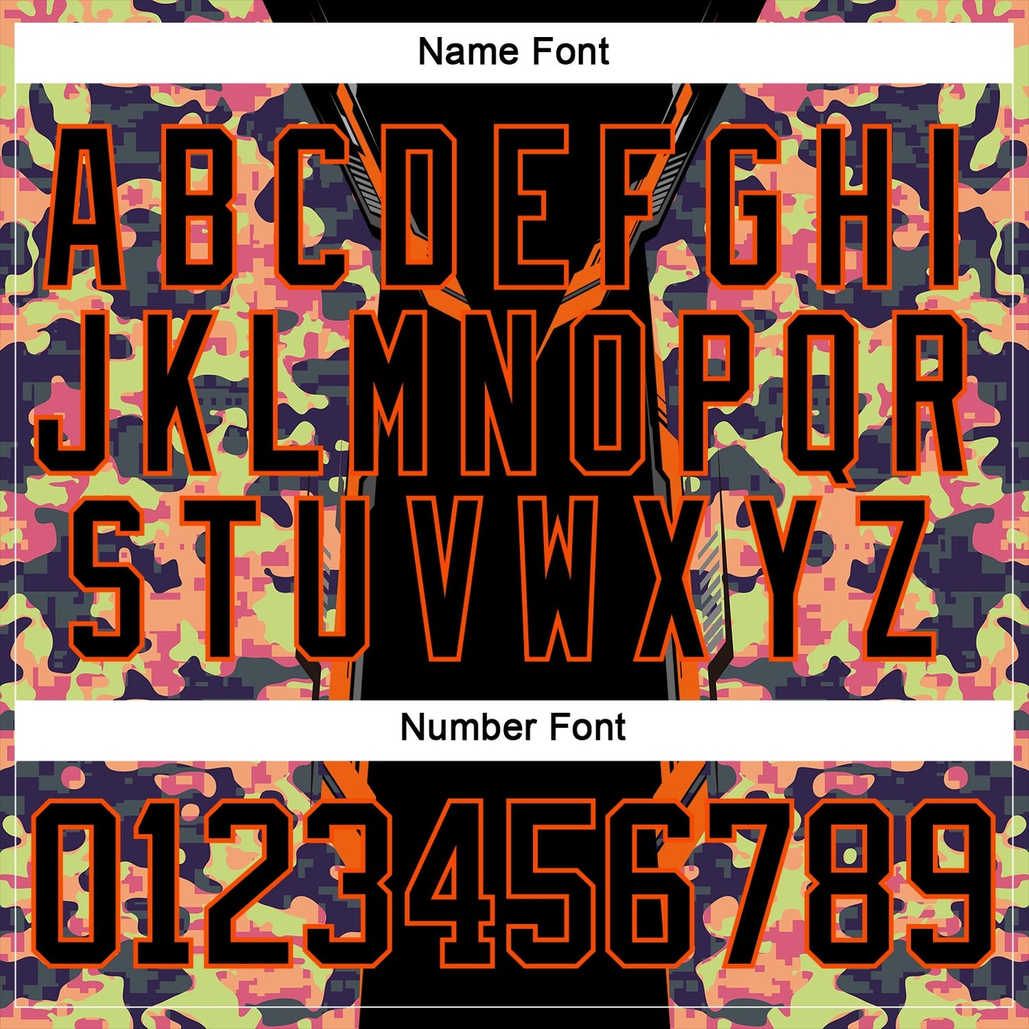 Custom Camo Black-Orange 3D Camouflage Pixel Hockey Lace Neck Jersey view 7