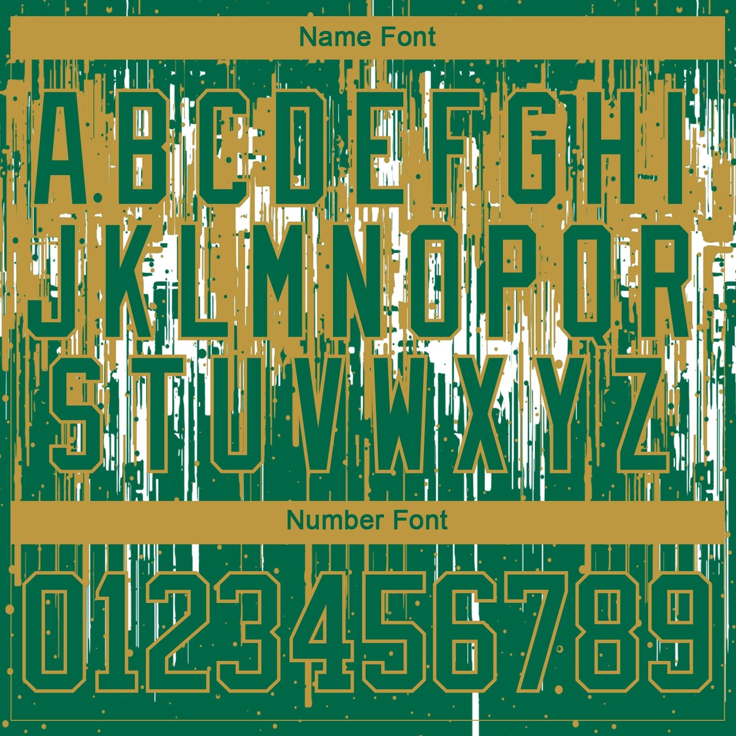 Custom Kelly Green Old Gold-White Dripping Splatter Pattern Hockey Lace Neck Jersey view 7