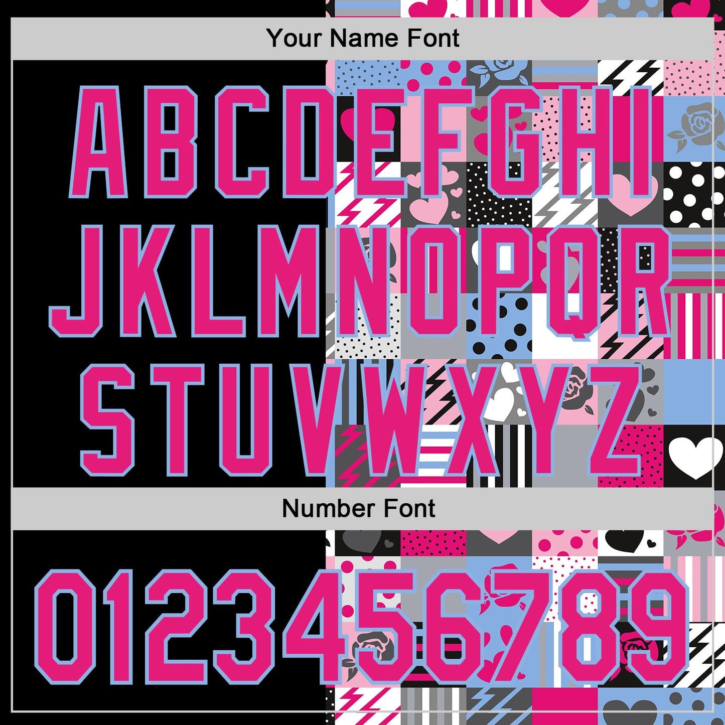 Custom Black Hot Pink-Light Blue Valentine's Day Love Heart Authentic Baseball Jersey view 5