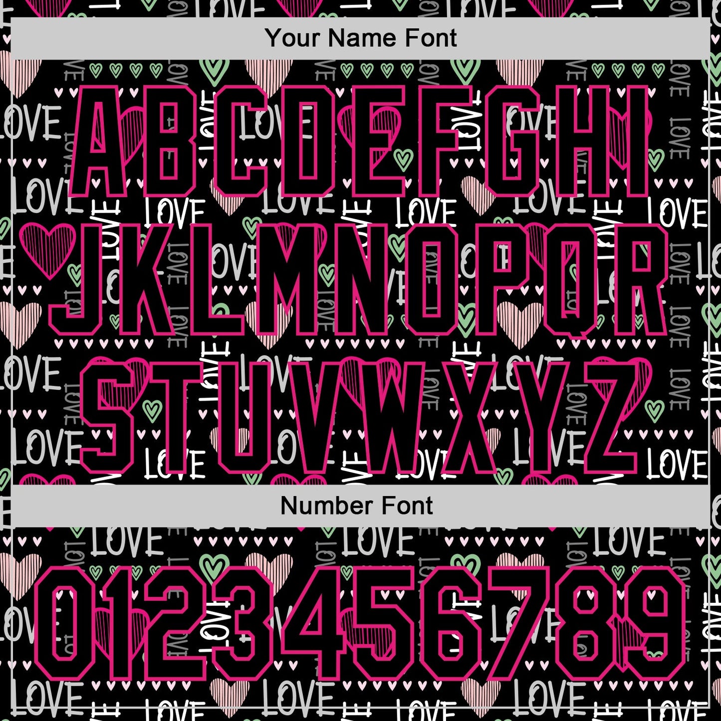 Custom Black Hot Pink Valentine's Day Love Heart Authentic Baseball Jersey view 5