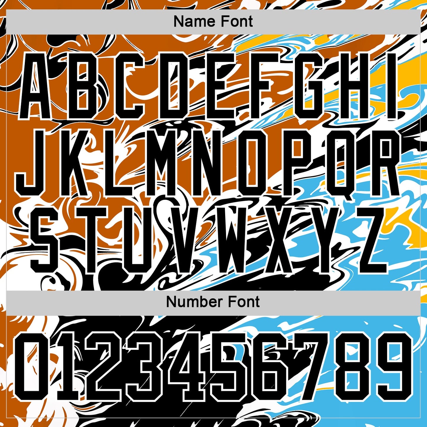 Custom Texas Orange Black Blue Yellow-White Abstract Splatter Paint Hockey Lace Neck Jersey view 7