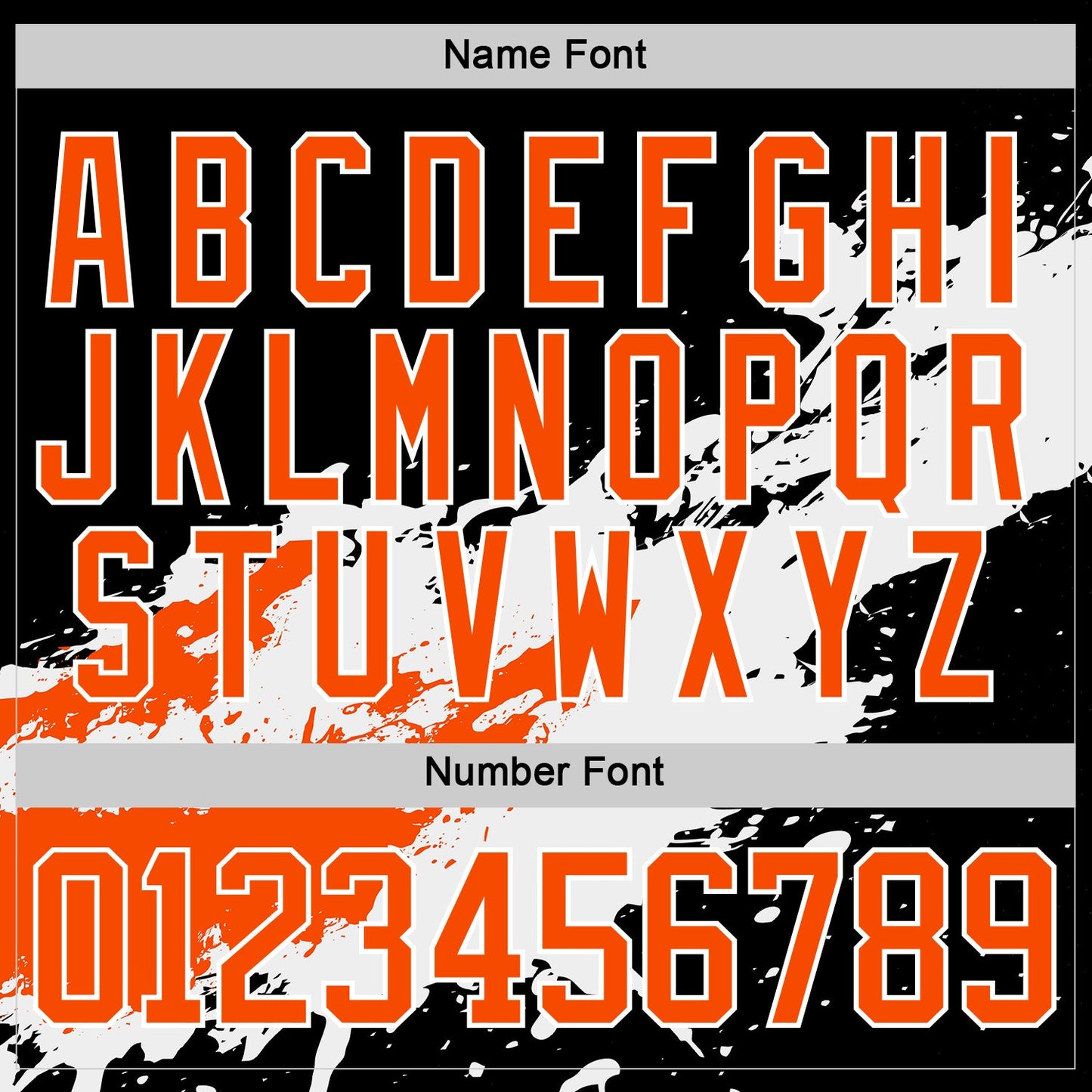 Custom Black Orange-White Abstract Splatter Paint Hockey Lace Neck Jersey view 7