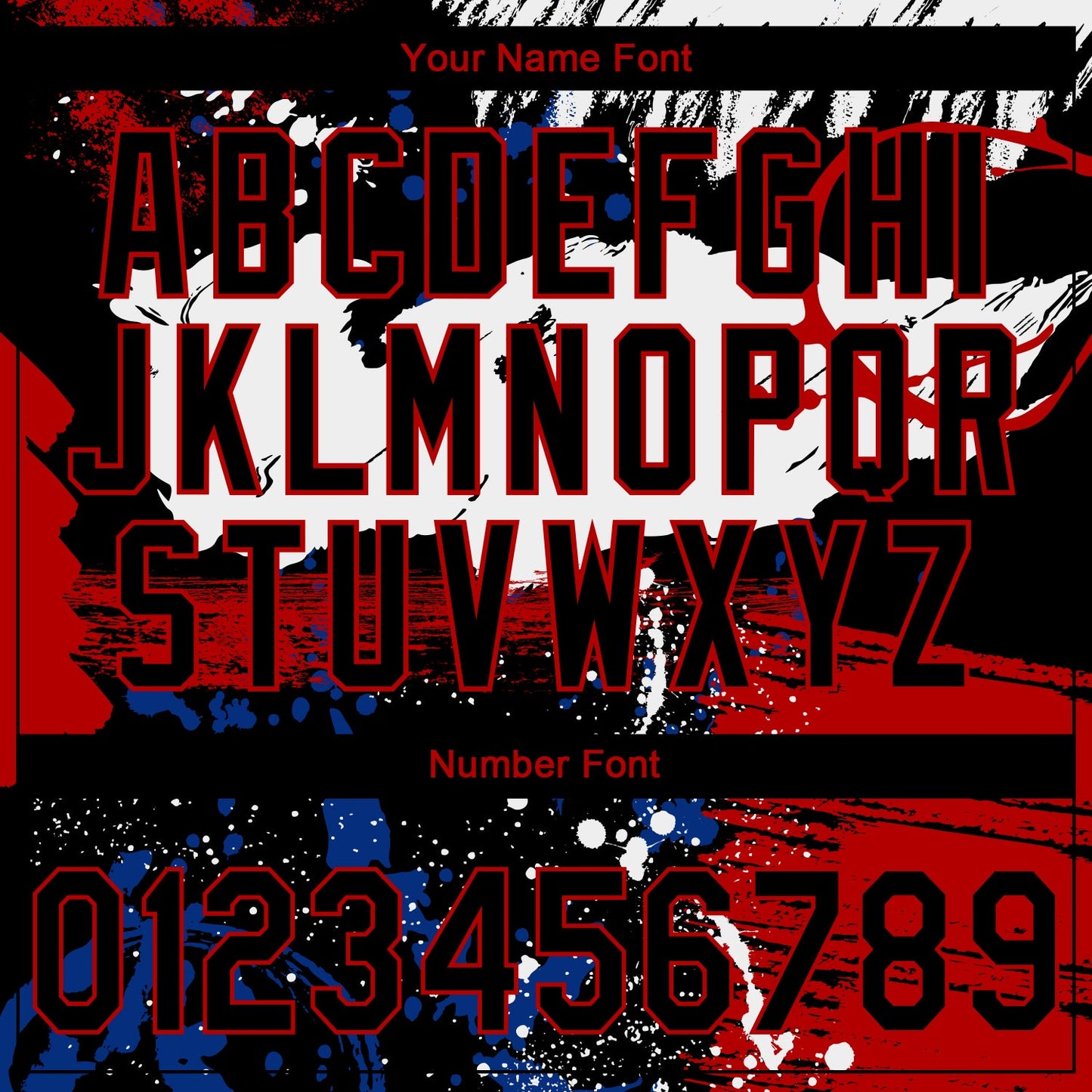 Custom Stitched Graffiti Pattern Black-Red Abstract Splatter Sports Pullover Sweatshirt Hoodie view 6