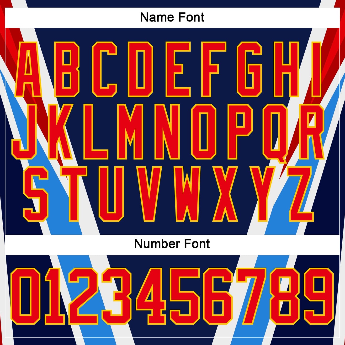 Custom Navy Fire Red Gold Blue-White Abstract Pattern Graphic Cyber Mecha E-sport Hockey Lace Neck Jersey view 7