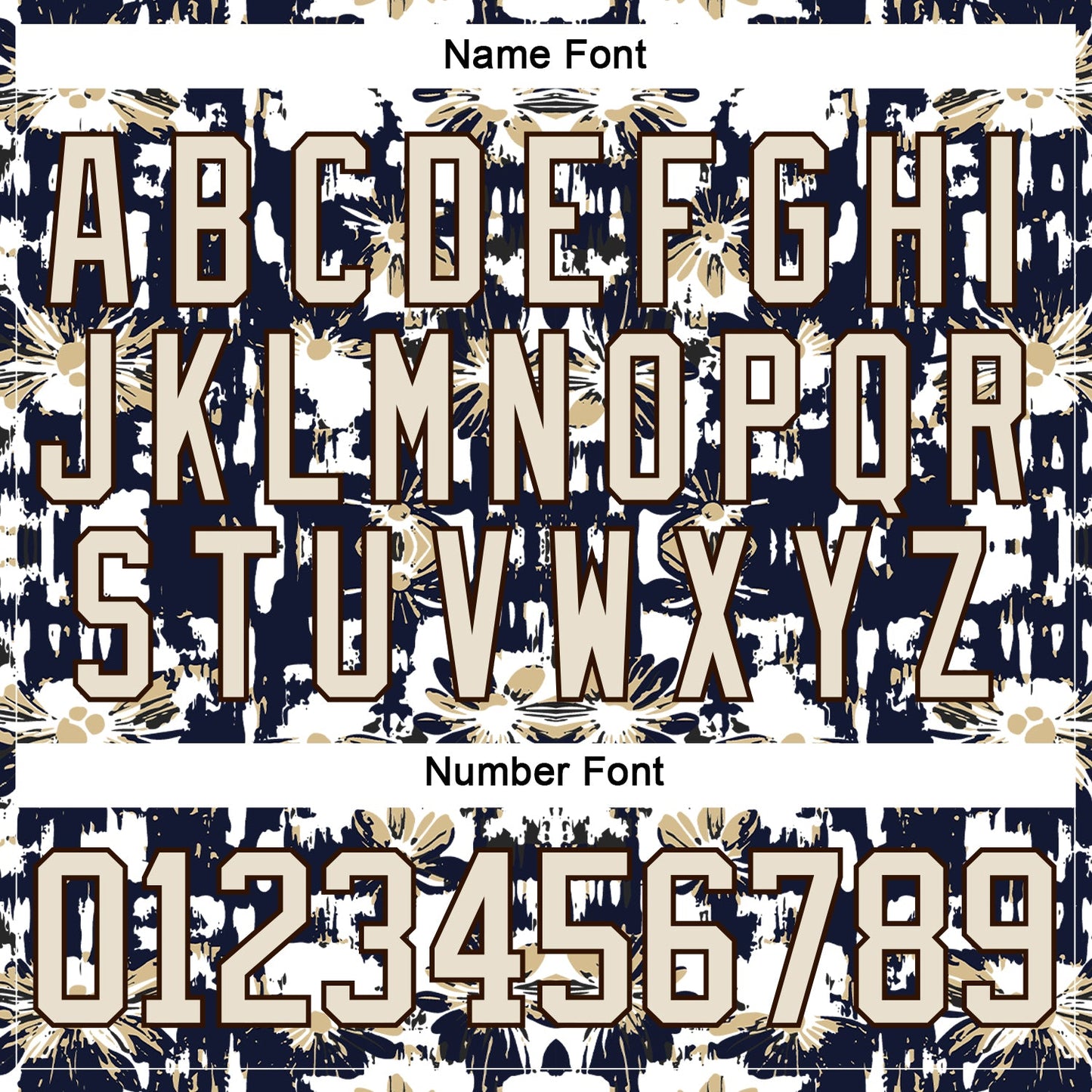 Custom Navy Cream Brown-Vegas Gold Tribal Indigenous Grunge Floral Splash Hockey Lace Neck Jersey view 7