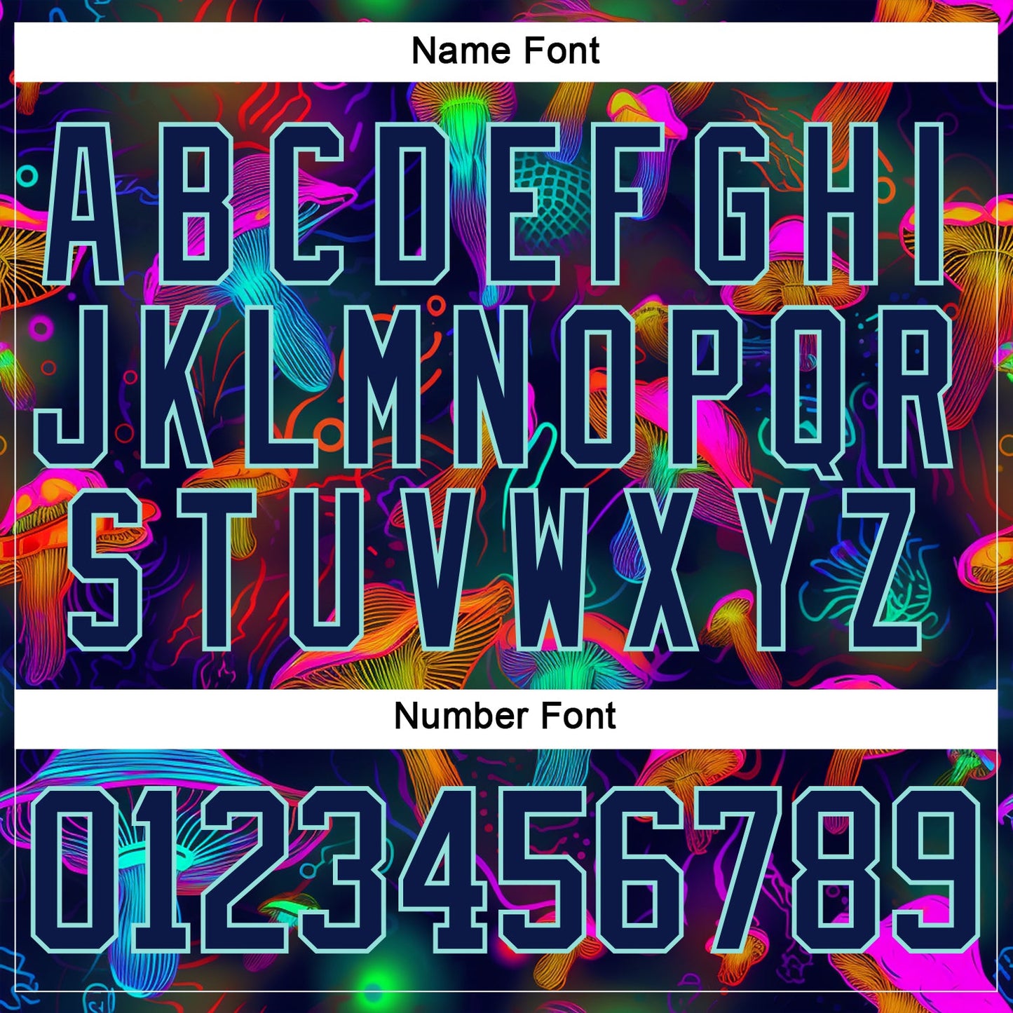 Custom Navy Ice Blue Yellow-Pink Trippy Psychedelic Magic Mushrooms Hockey Lace Neck Jersey view 7