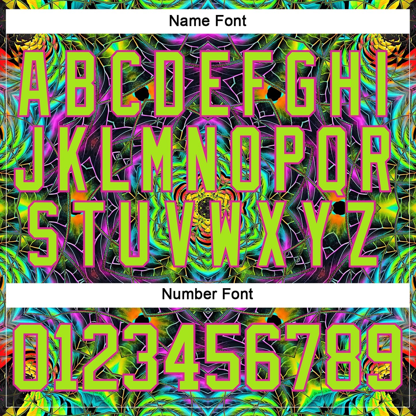 Custom Black Neon Green-Hot Pink Trippy Psychedelic Geometric Hockey Lace Neck Jersey view 7