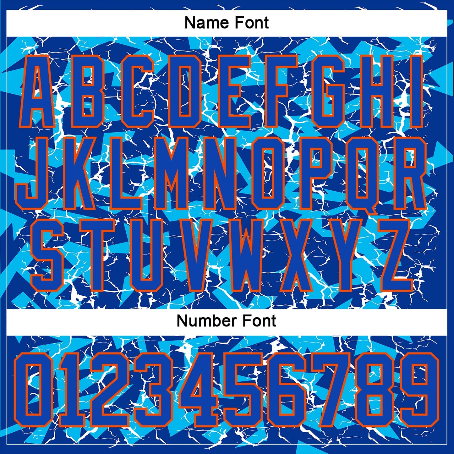 Custom Thunder Blue Orange-Black Lightning Hockey Lace Neck Jersey view 7