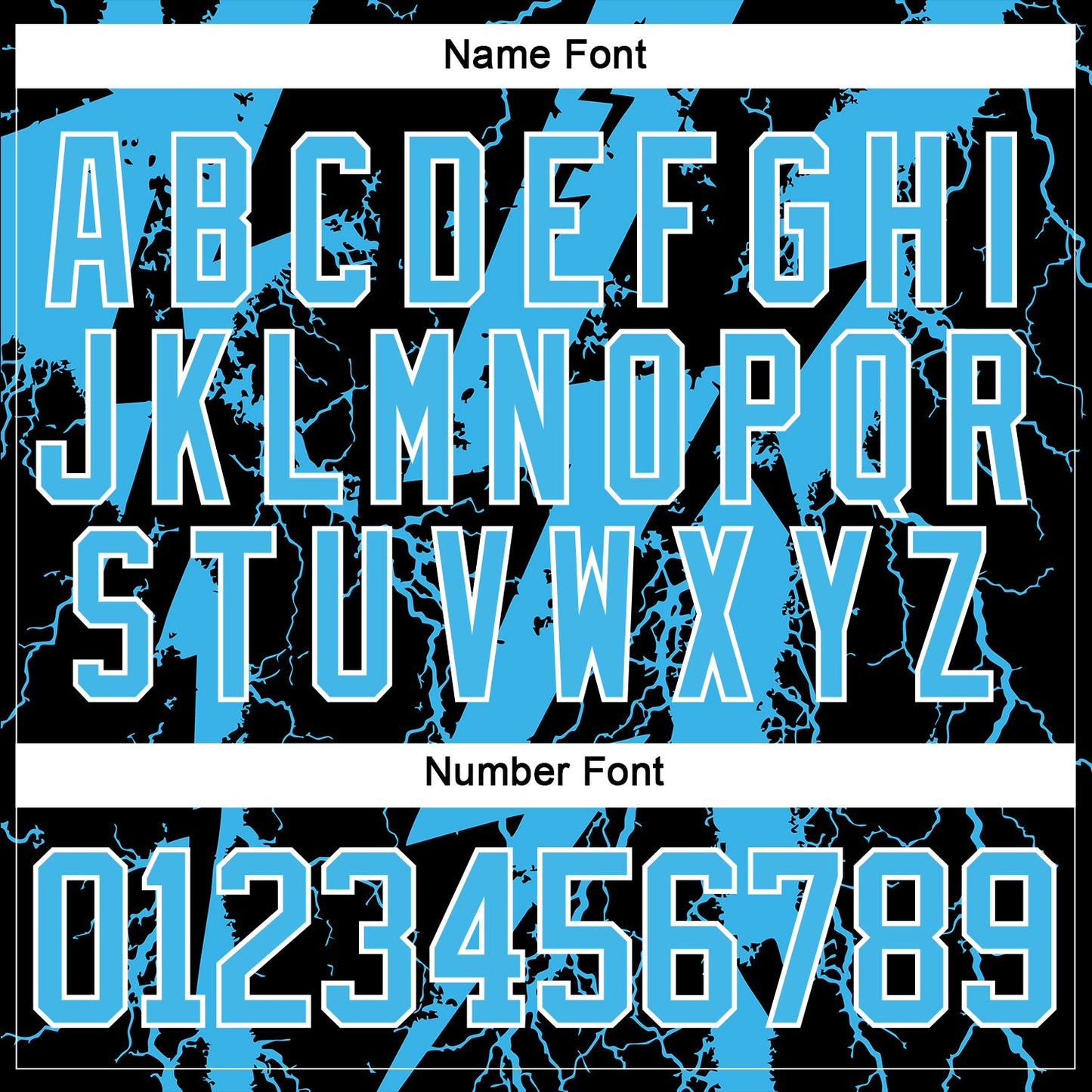 Custom Sky Blue Black-White Lightning Hockey Lace Neck Jersey view 7
