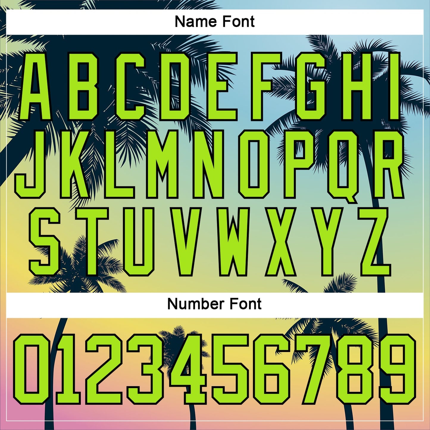 Custom Medium Pink Neon Green Yellow-Black Gradient Hawaii Tropical Palm Trees Hockey Lace Neck Jersey view 5