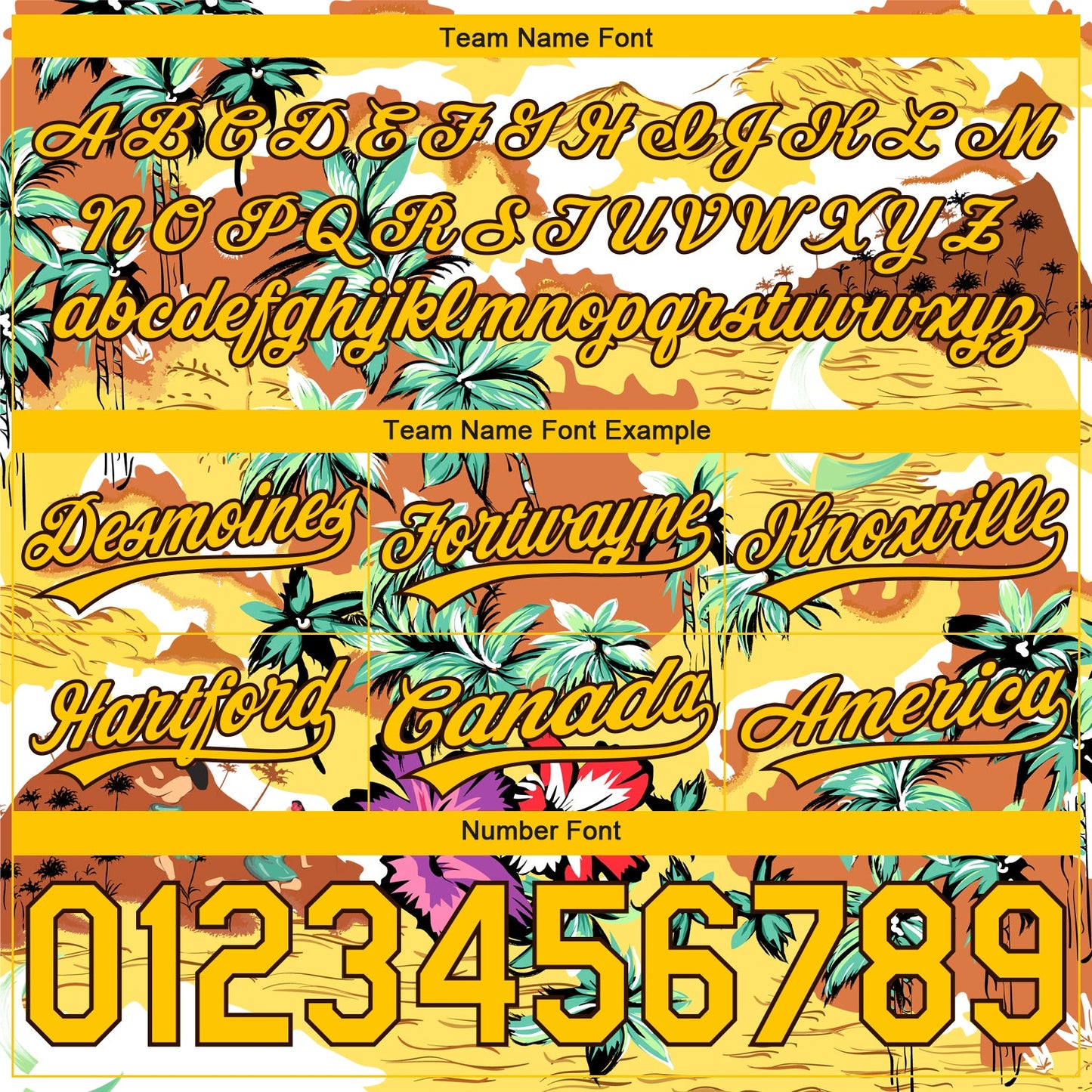 Custom Yellow Brown 3D Pattern Tropical Hawaii Palm Trees Authentic Basketball Shorts view 3