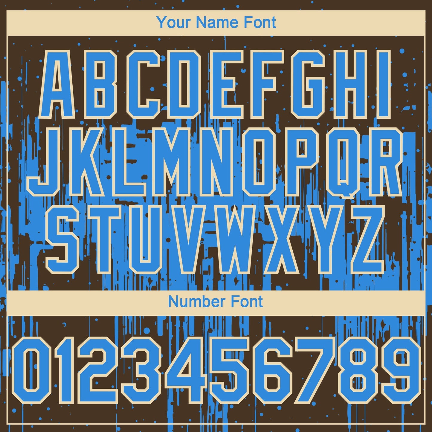 Custom Brown Powder Blue-Cream Dripping Splatter Paint Authentic Baseball Jersey view 5