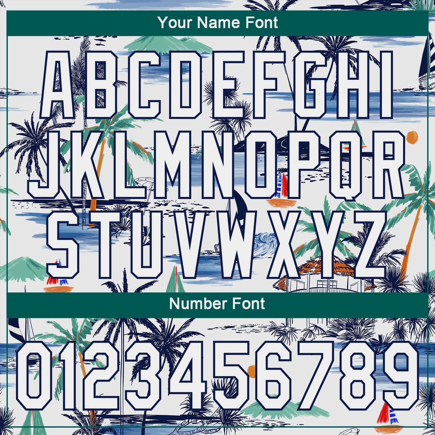 Custom White Navy 3D Pattern Design Hawaii Palm Trees Island And Sailboat Authentic Baseball Jersey view 5