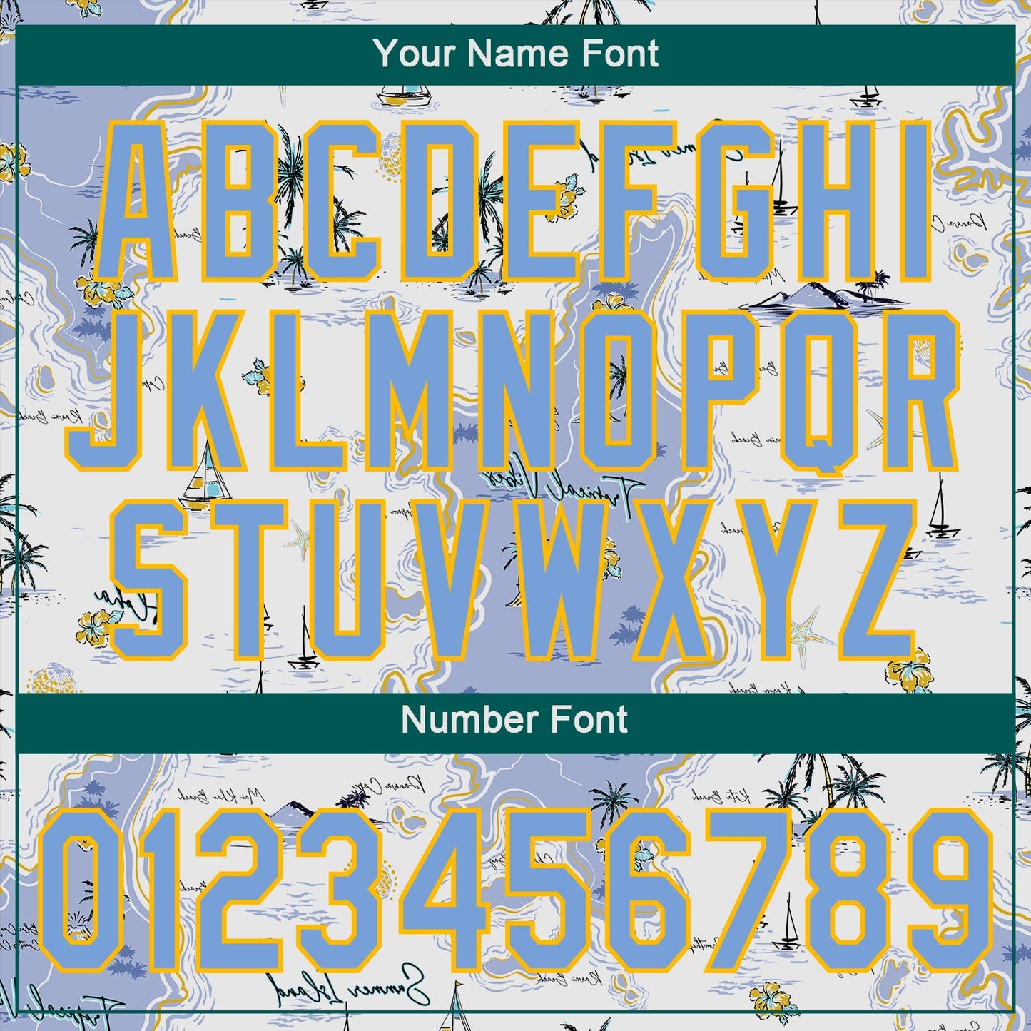 Custom White Light Blue-Yellow 3D Pattern Design Beach Hawaii Palm Trees And Island Authentic Baseball Jersey view 5