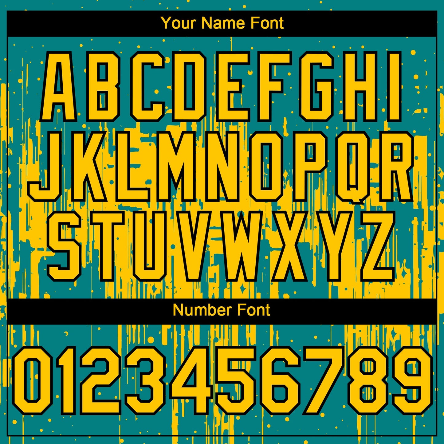Custom Teal Yellow-Black Dripping Splatter Paint Authentic Baseball Jersey view 5