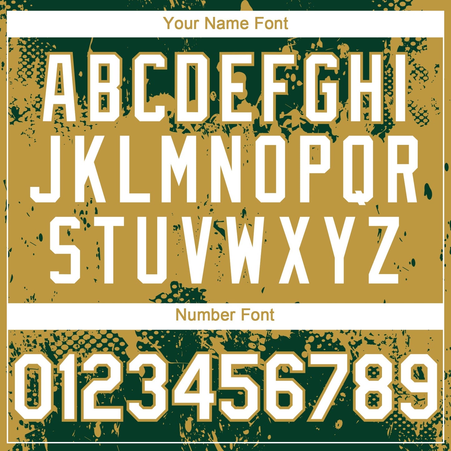Custom Green White-Old Gold Abstract Splatter Grunge Paint Authentic Baseball Jersey view 5