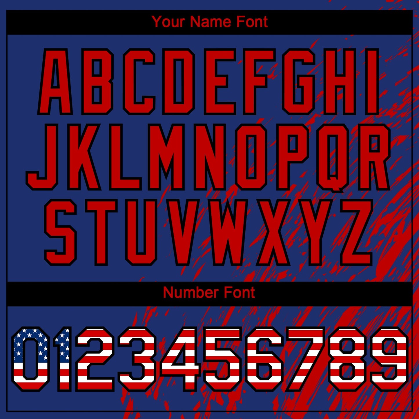 Custom Royal USA Flag Red-Black Paint Stroke Grunge Streak Authentic Baseball Jersey view 5