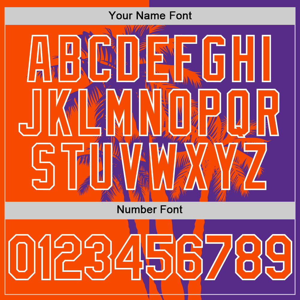 Custom Purple Orange-White Hawaii Palm Trees Tropical Coconut Authentic Baseball Jersey view 5
