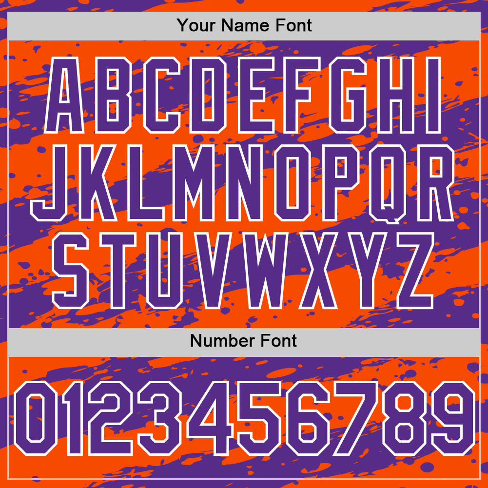Custom Orange Purple-White Paint Splash Stripe Authentic Baseball Jersey view 5