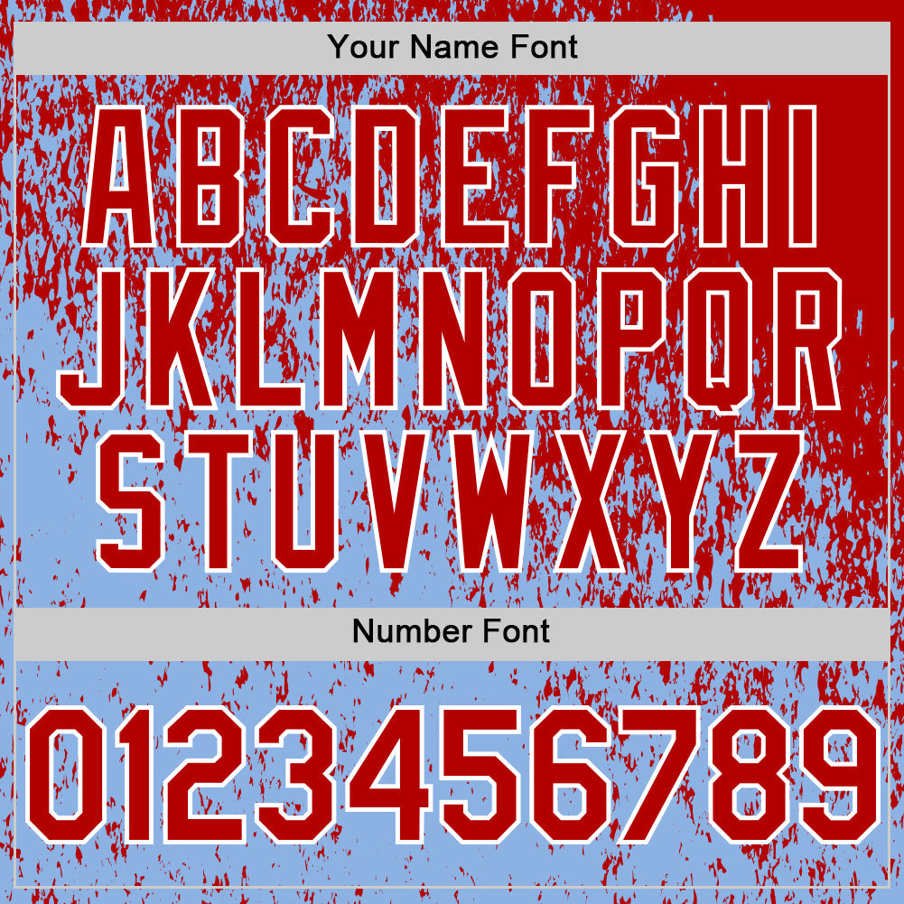 Custom Red Light Blue-White Abstract Fragment Splatter Authentic Baseball Jersey view 5