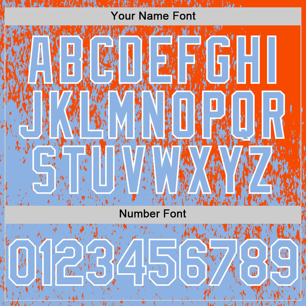Custom Orange Light Blue-White Abstract Fragment Splatter Authentic Baseball Jersey view 5