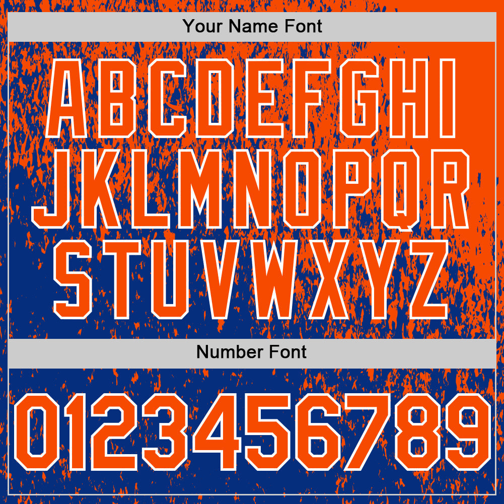 Custom Orange Royal-White Abstract Fragment Splatter Authentic Baseball Jersey view 5