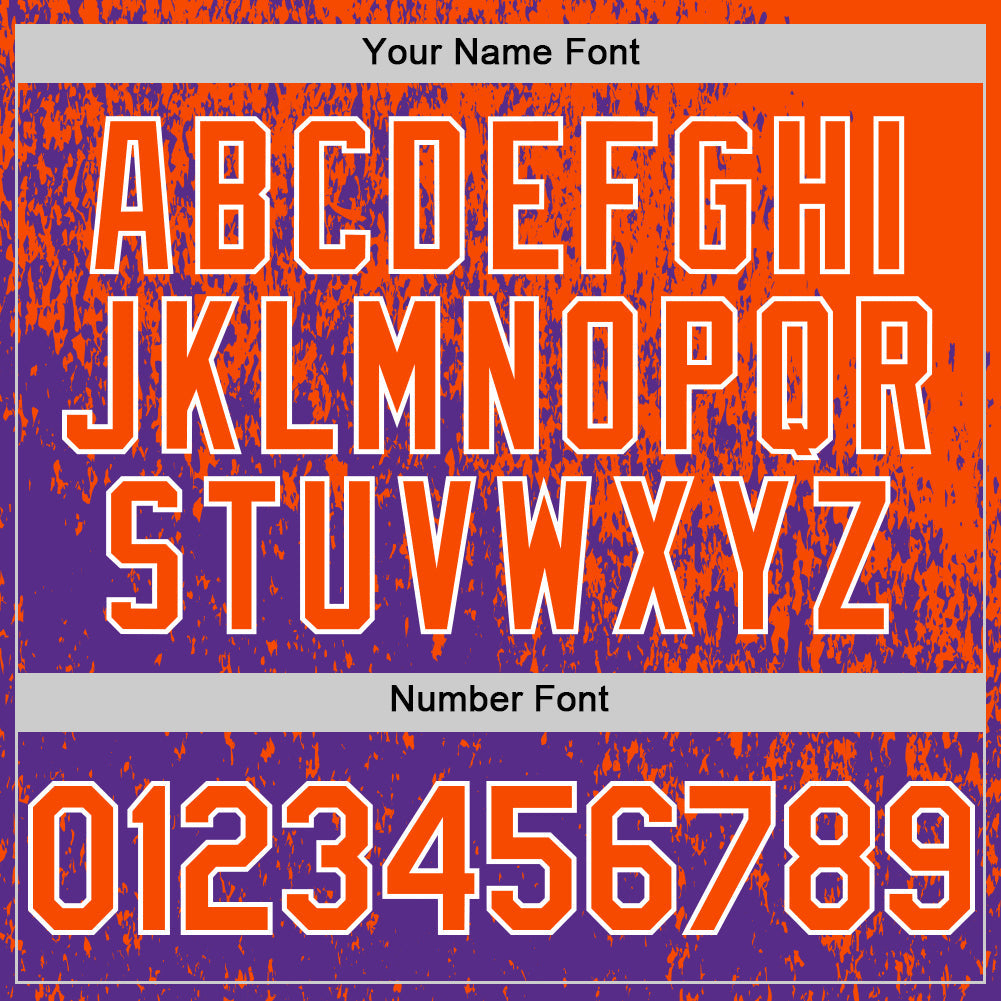 Custom Orange Purple-White Abstract Fragment Splatter Authentic Baseball Jersey view 5