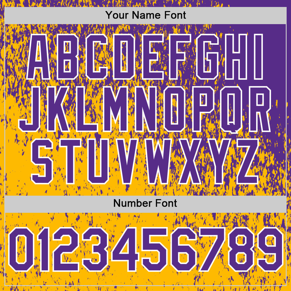 Custom Purple Gold-White Abstract Fragment Splatter Authentic Baseball Jersey view 5