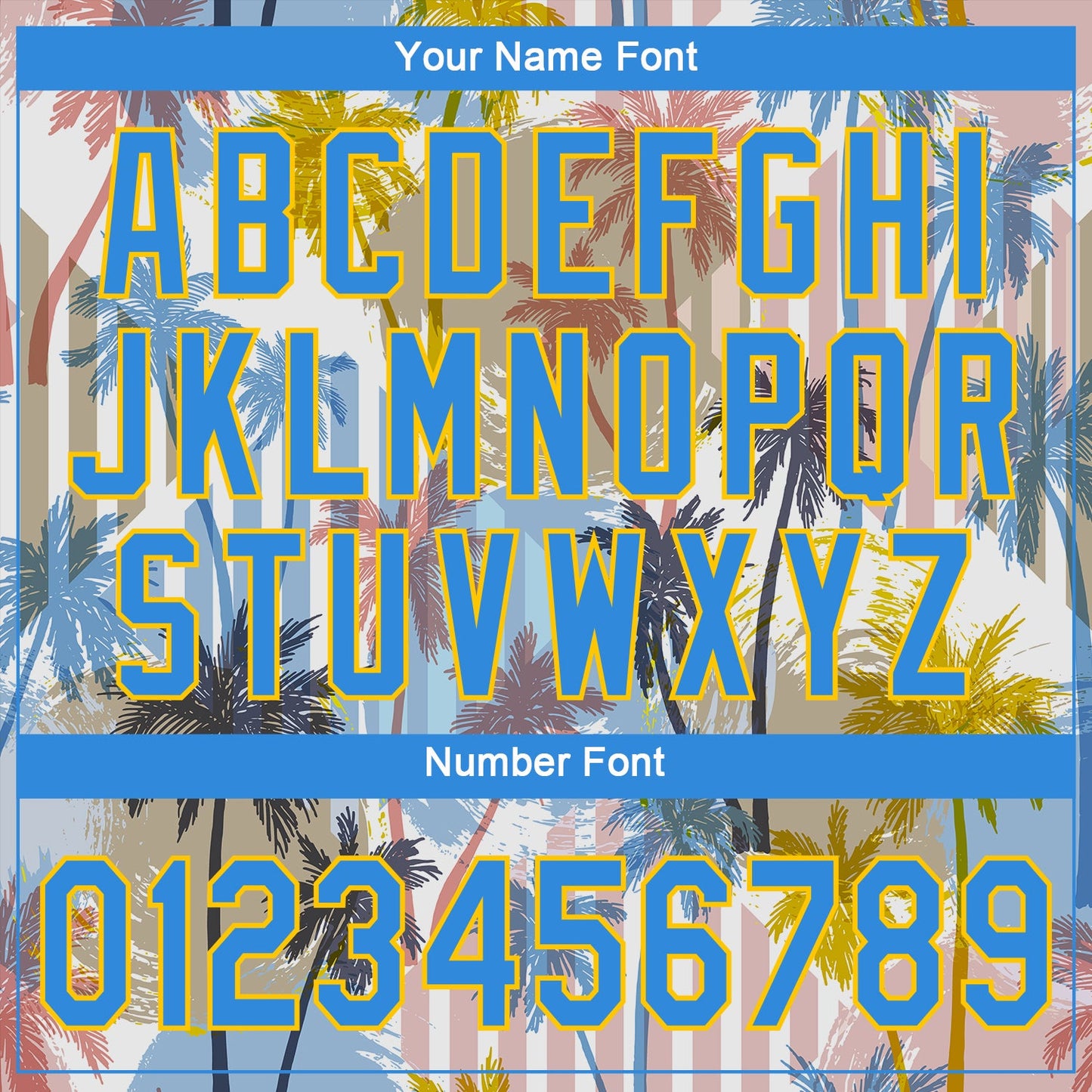 Custom White Electric Blue-Yellow 3D Pattern Design Hawaii Coconut Palms Authentic Baseball Jersey view 5