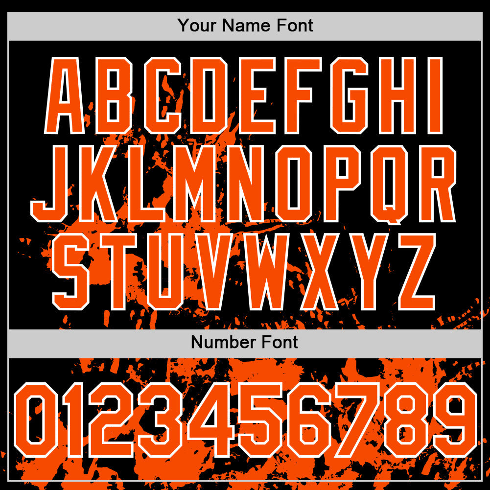 Custom Black Orange-White Splatter Authentic Baseball Jersey view 5
