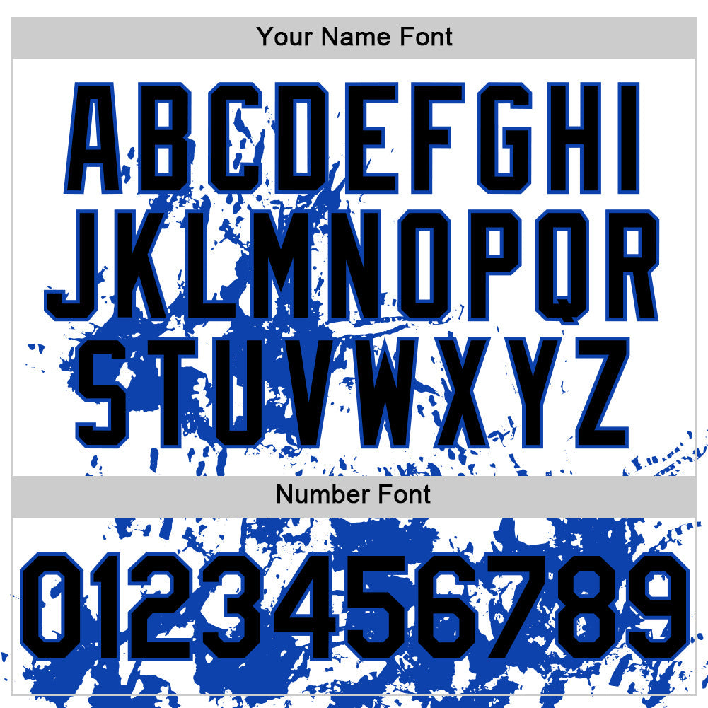 Custom White Black-Thunder Blue Splatter Authentic Baseball Jersey view 5
