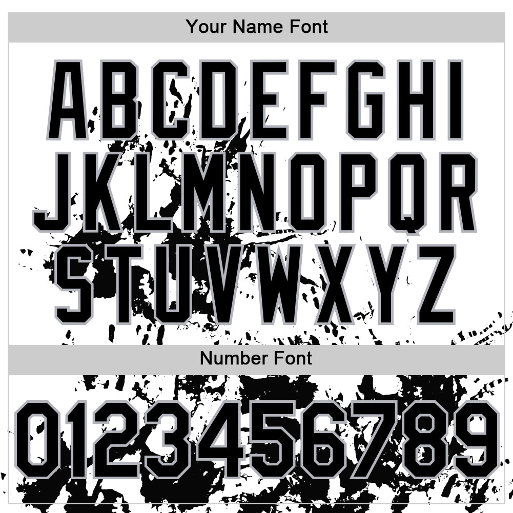 Custom White Black-Gray Splatter Authentic Baseball Jersey view 5
