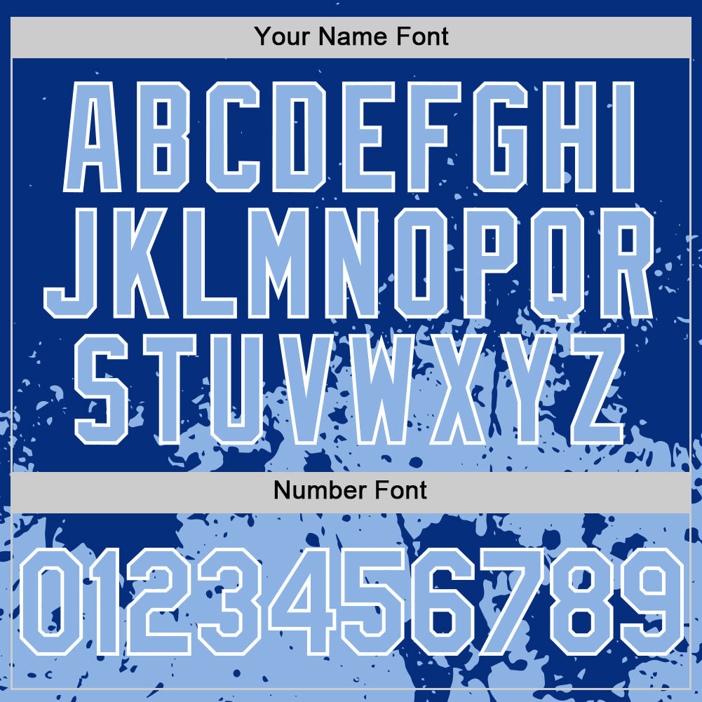 Custom Royal Light Blue-White Abstract Splatter Grunge Authentic Baseball Jersey view 5