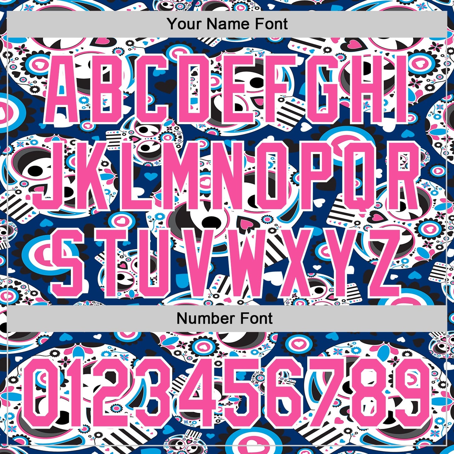Custom Royal Pink-White Sugar Skull Day of the Dead Mexican Folk Art Authentic Baseball Jersey view 5