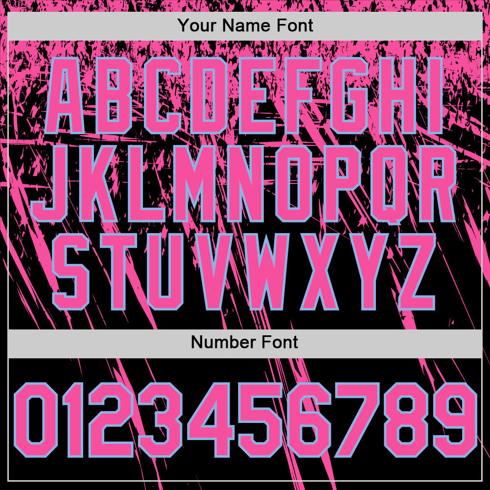 Custom Black Pink-Light Blue Distressed Scratch Brush Stroke Authentic Baseball Jersey view 5