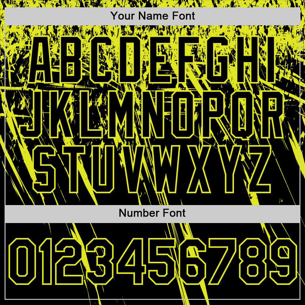 Custom Black Neon Yellow Distressed Scratch Brush Stroke Authentic Baseball Jersey view 5