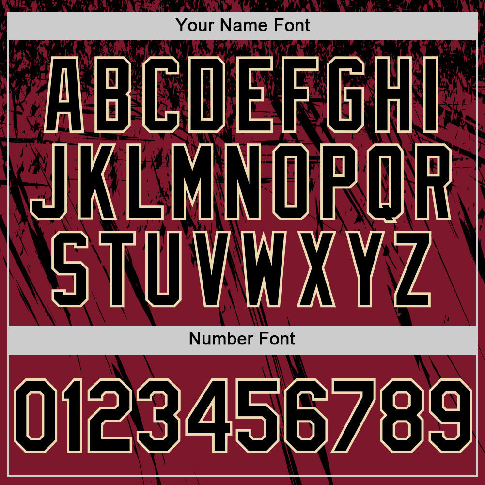 Custom Crimson Black-Cream Distressed Scratch Brush Stroke Authentic Baseball Jersey view 5