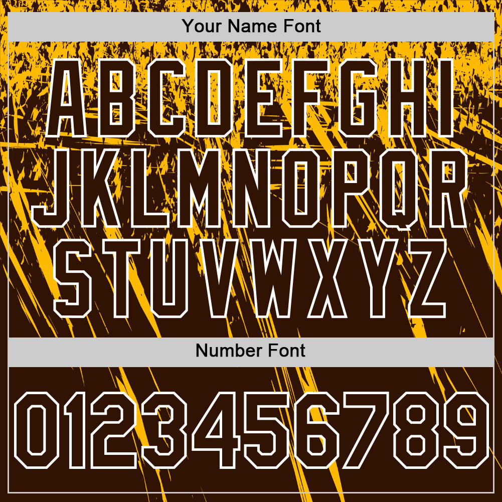 Custom Brown Gold-White Distressed Scratch Brush Stroke Authentic Baseball Jersey view 5
