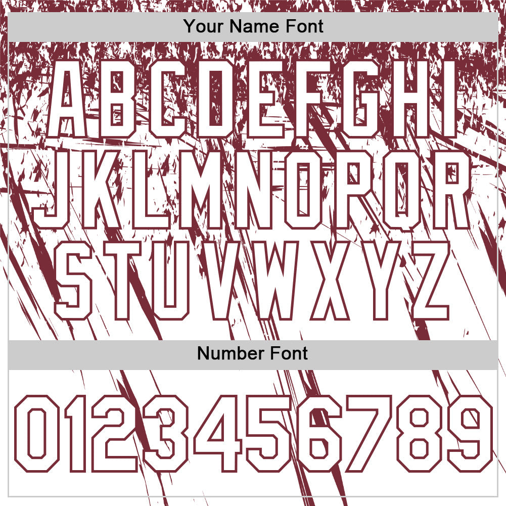 Custom White Burgundy Distressed Scratch Brush Stroke Authentic Baseball Jersey view 5