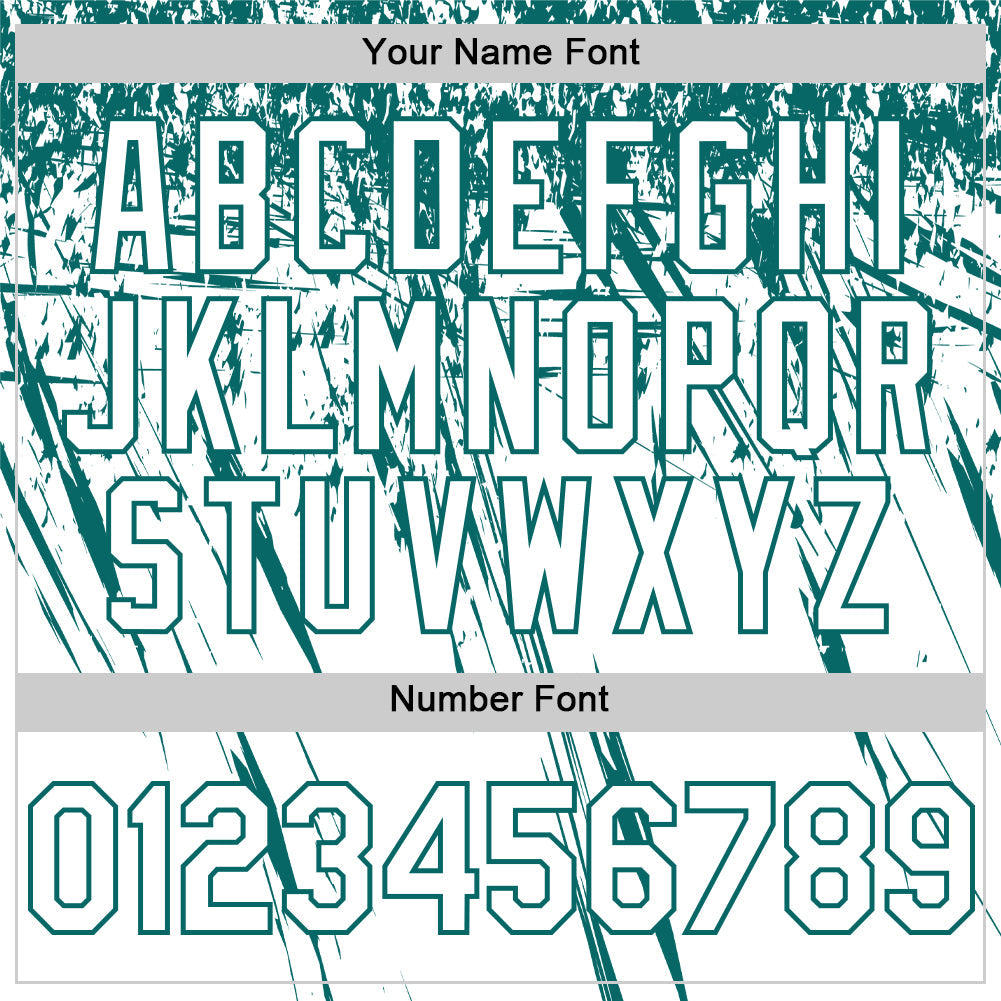 Custom White Teal Distressed Scratch Brush Stroke Authentic Baseball Jersey view 5