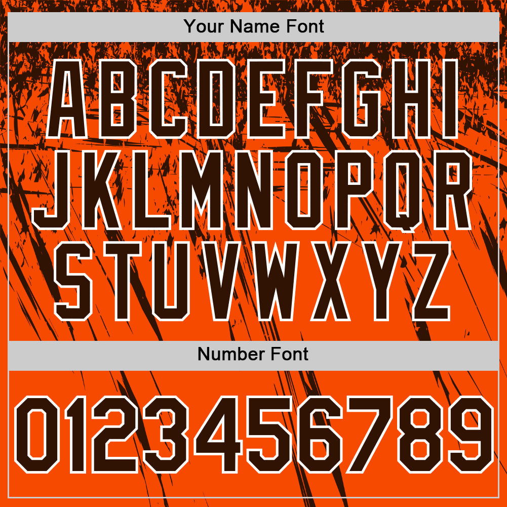 Custom Orange Brown-White Distressed Scratch Brush Stroke Authentic Baseball Jersey view 5